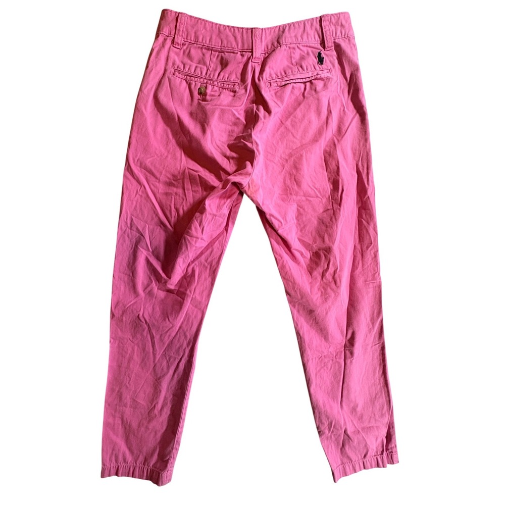 Ralph Lauren Sport Chino Pants Womens 8 Pink Slim Straight Cotton Twill Chinos - Picture 2 of 8